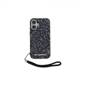 Karl Lagerfeld Zebra With Cord case voor Apple iPhone 16 - paars