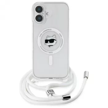 Karl Lagerfeld KLHMP16SHCCHNT iPhone 16 6.1 hardcase transparant IML Choupette Head & Cord MagSafe