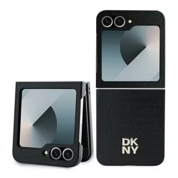 DKNY DKHCZF6PSHRPSK beschermhoes voor Samsung Galaxy Z Flip6 / Z Flip7 FE - zwart Repeat Pattern Stack Logo