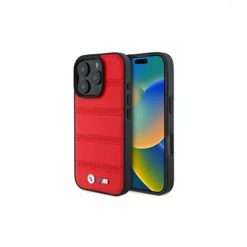 BMW M Collection Perforated and Stitched Line Hardcase voor Apple iPhone 16 Pro 6,3 inch Rood MagSafe