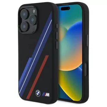 BMW BMHMP16X23SSPK Hardcase siliconen MagSafe Case voor iPhone 16 Pro Max 6,9 inch zwart Random Lines