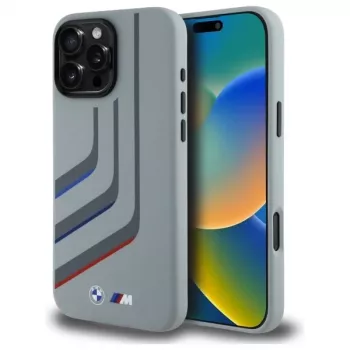 BMW Turning Lines siliconen Hard Case voor Apple iPhone 16 Pro Max 6,9 inch grijs MagSafe