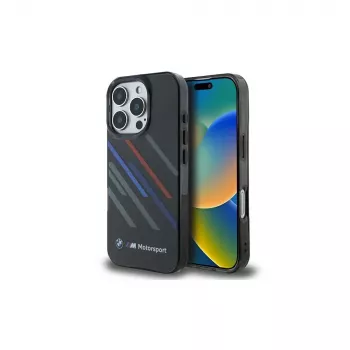 BMW BMHCP16X23HTRAK iPhone 16 Pro Max 6.9 zwart hardcase Motorsport IML Random Stripes