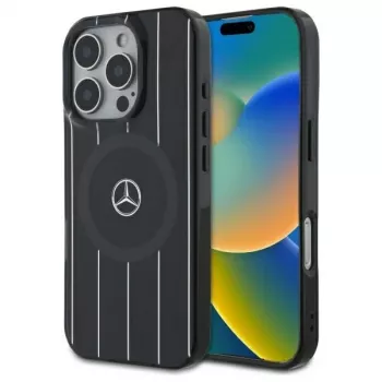 Mercedes-Benz MEHMP16L23HRSK iPhone 16 Pro 6,3 inch Zwart Hardcase Double Layer Crossed Lines MagSafe