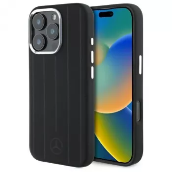 Mercedes-Benz iPhone 16 Pro Max 6,9 inch siliconen hardcase met verticale tonstrepen en MagSafe - zwart