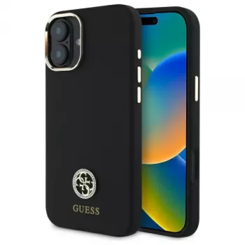 Guess GUHCP16SM4DGPK iPhone 16 6,1 inch zwart hardcase siliconen logo strass 4G