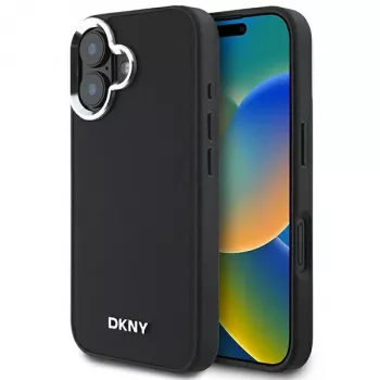 DKNY DKHMP16SPSCMCLK hard case voor Apple iPhone 16 6,1 inch zwart plain silver logo MagSafe