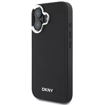 DKNY DKHMP16SPSCMCLK hard case voor Apple iPhone 16 6,1 inch zwart plain silver logo MagSafe