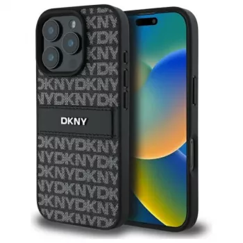 DKNY DKHCP16LPRTHSLK hard case voor Apple iPhone 16 Pro 6,3 inch zwart textuurpatroon tonale streep