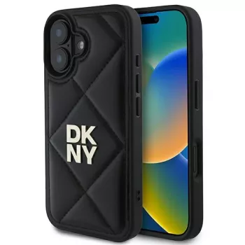 DKNY DKHCP16SPQDSLK Quilted Stack Logo backcover voor Apple iPhone 16 6,1 inch - zwart