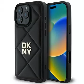 DKNY DKHCP16LPQDSLK quilted stack logo iPhone 16 Pro hoesje zwart