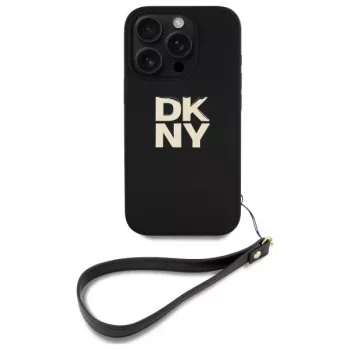 DKNY DKHCP16LPBSWSK iPhone 16 Pro 6,3 inch zwarte hard case met handlus en stock-logo