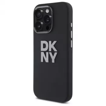 DKNY DKHCP16LSMCBSK liquid silicone metal logo hard case voor Apple iPhone 16 Pro 6,3 inch zwart
