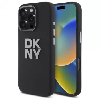 DKNY DKHCP16XSMCBSK iPhone 16 Pro Max 6,9 inch hard case liquid silicone metal logo - zwart