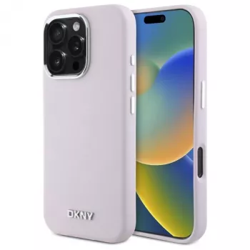 DKNY DKHMP16XSMCHLP hard case liquid silicone MagSafe case voor Apple iPhone 16 Pro Max 6,9 inch - roze