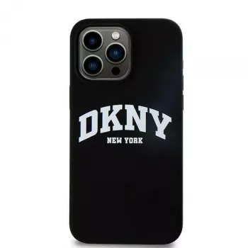 DKNY DKHMP16LSNYACH hard case voor Apple iPhone 16 Pro 6,3 inch silicone zwart met wit gedrukt logo MagSafe