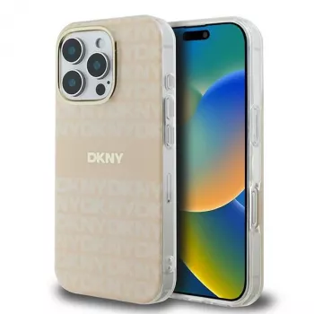 DKNY DKHMP16XHRHSEP hard case voor Apple iPhone 16 Pro Max 6,9 inch roze repeat texture pattern met strepen MagSafe