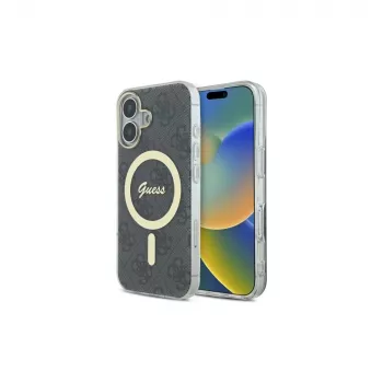 Guess GUHMP16SH4STK hardcase voor Apple iPhone 16 6,1 inch zwart IML 4G MagSafe