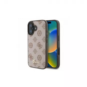 Guess Peony Script MagSafe case voor iPhone 16 (bruin)