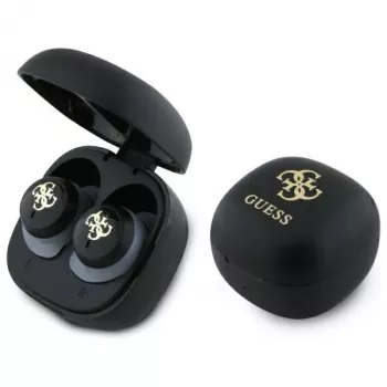 Guess GUTWSJ144ESK True Wireless Stereo Bluetooth-oordopjes met oplaadcase, zwart iriserend 4G Printed Logo