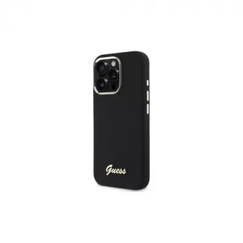 Guess GUHCP16XSMBSLK iPhone 16 Pro Max 6.9 zwarte hardcase Silicone Script Metal Logo & Frame