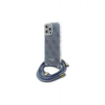Guess GUHCP16LHC4SEB iPhone 16 Pro 6,3 inch blauwe hardcase Crossbody Cord 4G Print