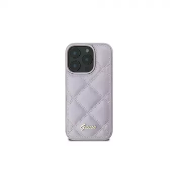 Guess GUHCP16SPSQSQSU Quilted Metal Logo hardcase voor Apple iPhone 16 6,1 inch - lichtpaars