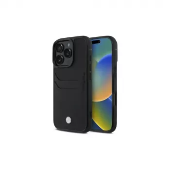 BMW Signature Leather hardcase met kaartvak voor Apple iPhone 16 Pro Max 6,9 inch zwart