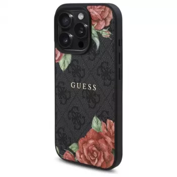 Guess GUHMP16LP4ROPEMCK hardcase voor Apple iPhone 16 Pro, 6,3 inch, zwart, 4G Flowers Print, MagSafe