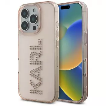 KARL LAGERFELD IML Rhinestones Logo Case voor iPhone 16 Pro roze