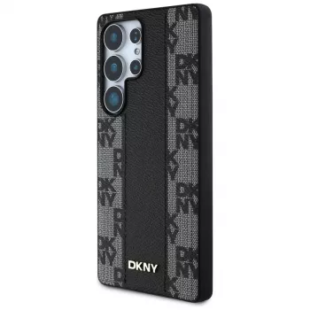 DKNY leren Checkered Pattern MagSafe hoesje voor Samsung Galaxy S25 Ultra zwart