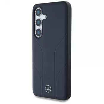 Mercedes-Benz hoesje Leather Debossed Lines MagSafe voor Samsung Galaxy S25 blauw