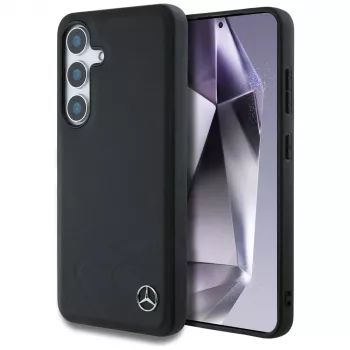 MERCEDES-BENZ hoesje Mercedes Leather Horizontal Debossed Curves MagSafe voor Samsung Galaxy S25 zwart