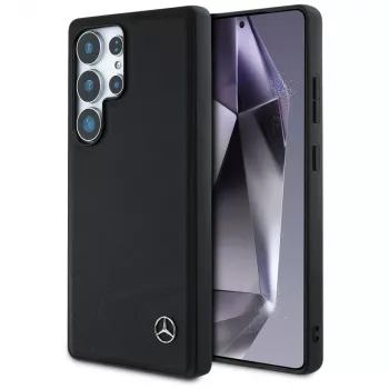 MERCEDES-BENZ hoesje Mercedes Leather Horizontal Debossed Curves MagSafe voor Samsung Galaxy S25 Ultra zwart