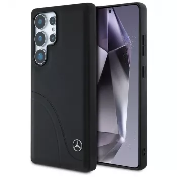 MERCEDES-BENZ hoesje Mercedes Leather Curved Stitches voor Samsung Galaxy S25 Ultra zwart
