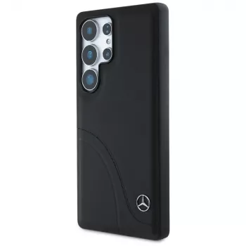MERCEDES-BENZ hoesje Mercedes Leather Curved Stitches voor Samsung Galaxy S25 Ultra zwart