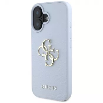 Guess Grained Big 4G Logo Small Classic Logo backcover voor Apple iPhone 16 - blauw