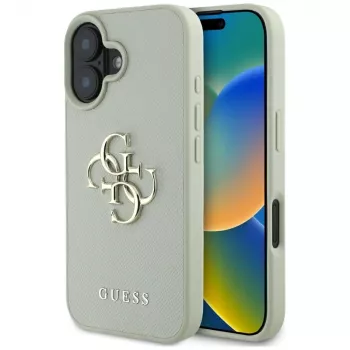 Guess Grained Big 4G Logo Small Classic backcover voor iPhone 16 - groen