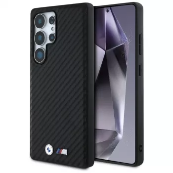 BMW Leather Carbon MagSafe Case voor Samsung Galaxy S25 Ultra zwart