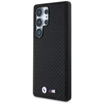BMW Leather Carbon MagSafe Case voor Samsung Galaxy S25 Ultra zwart