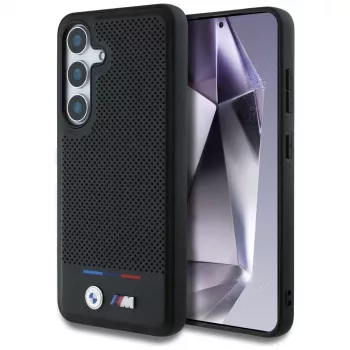 BMW Leder-Tricolor-Streifen MagSafe Case voor Samsung Galaxy S25 zwart