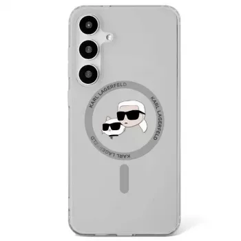 KARL LAGERFELD Button Karl & Choupette Heads Printed Logo MagSafe Case voor Samsung Galaxy S25, zwart