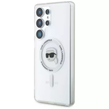 KARL LAGERFELD Button Karl Head Printed Logo MagSafe Case voor Samsung Galaxy S25 Ultra wit