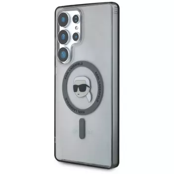 KARL LAGERFELD Button Karl Head Printed Logo MagSafe-hoesje voor Samsung Galaxy S25 Ultra zwart