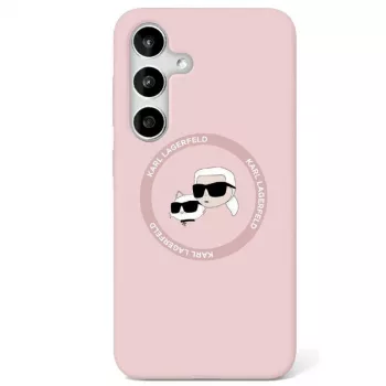 Karl Lagerfeld Silicone DoubleHeads And Circle MagSafe-hoesje voor Samsung Galaxy S25+ roze