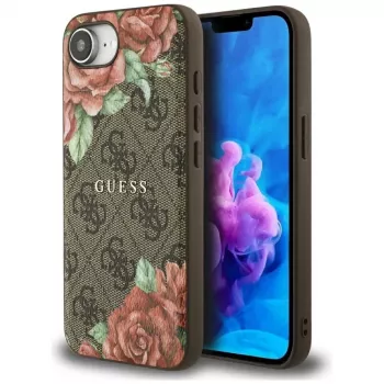 Guess 4G Flowers Print MagSafe-hoesje voor iPhone 16e / 17e bruin