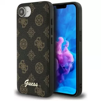 Guess Peony Script Logo MagSafe-hoesje voor Apple iPhone 16e / 17e, zwart
