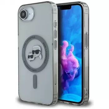 KARL LAGERFELD IML Metal Karl & Choupette Heads MagSafe Case voor iPhone 16e / 17e, zwart
