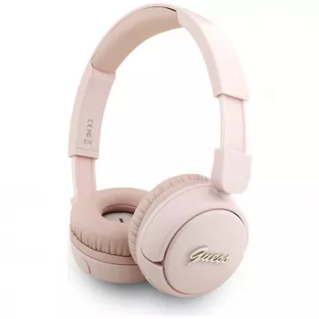 Guess Metal Logo Script draadloze Bluetooth 5.3 on-ear hoofdtelefoon (roze)