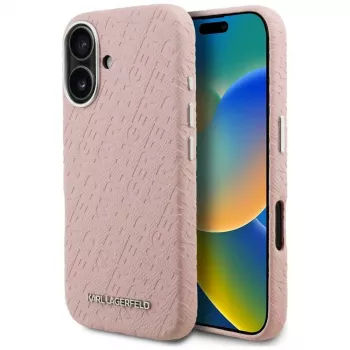 KARL LAGERFELD Stamped Karl MagSafe Case voor iPhone 16 roze